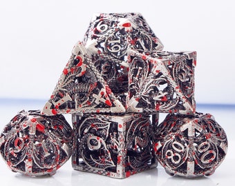 Hollow metal dnd dice set for role playing games , Metal dungeons and dragons dice set dnd , Metal polyhedral rpg d&d dice set