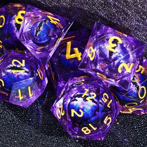 Dragon Eye DND Dice Set with Liquid Core D20 MTG Resin Dice for Dungeons and Dragons, Complete Liquid Core Eye Dice Set First Image Dice Set