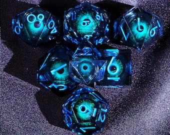 Dragon Eye Liquid Core Dnd Dice Set for role playing games , Liquid Core d&d dice set for dnd gift , Dragon Eye liquid core d and d dice set