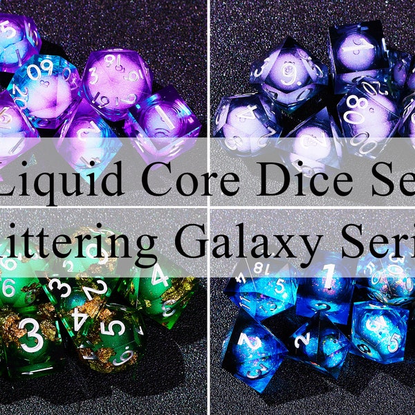New Arrivals!! Liquid core dice set , Dnd dice set liquid core for DnD gifts , Resin d&d dice set , Liquid core d6 d20 dice ,Sharp edge dice