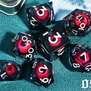 Dragon Eye DND Dice Set with Liquid Core D20 MTG Resin Dice for Dungeons and Dragons, Complete Liquid Core Eye Dice Set #05 Dragon Eye Dice