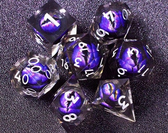 New Arrivals!! Liquid core dragon eye dnd dice set for baldurs gate 3 , Dungeons and dragons dice set for d&d gifts , Resin d and d dice set