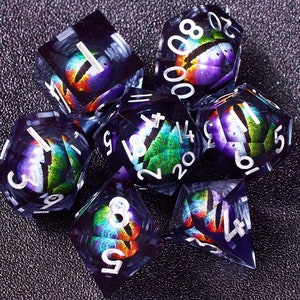 Dragon Eye liquid core dnd dice set for role playing games , Beholder's Eye dnd dice for d&d gifts , Dungeons and dragons dice set dnd