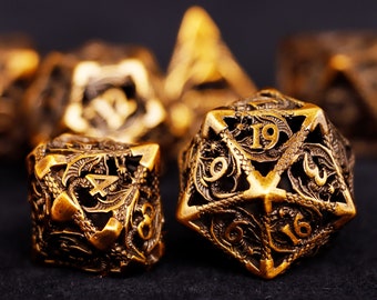 Metal dnd dice set for role playing games , Hollow d&d dice set for dnd gifts , Metal dungeons and dragons dice set , Metal dice set