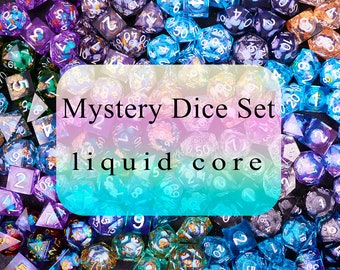 Mystery dice set  for role playing games , Black koi liquid core dnd dice set  , Liquid core dice set , Galaxy dungeons and dragons dice set