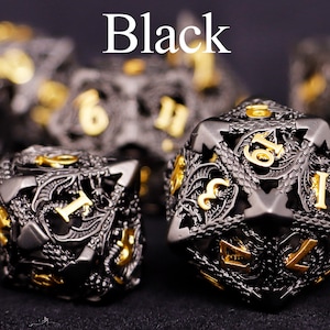 Metal dnd dice set for role playing games , Hollow d&d dice set for dnd gifts , Metal dungeons and dragons dice set , Metal dice set Black Dice Set