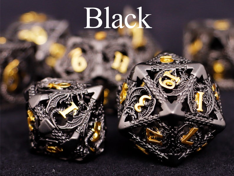 Metal dnd dice set for role playing games , Hollow d&d dice set for dnd gifts , Metal dungeons and dragons dice set , Metal dice set Black Dice Set