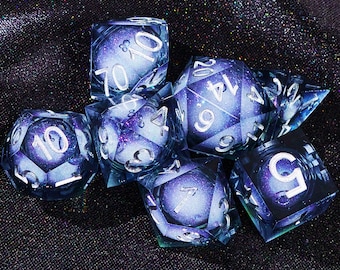 New Arrivals!! Liquid Core DND Dice Set , Mystery DnD Dice Liquid Core , Galaxy Sharp Edge RPG Dice for D&D Fans and Perfect DND Gift