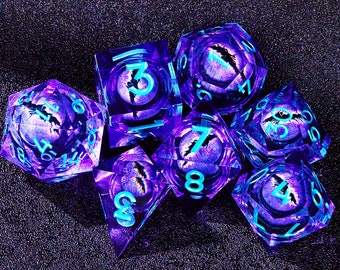 Liquid Core dragon eye dnd dice set for d&d gifts , Handmade dnd dice liquid core , Liquid Core dungeons and dragons dice sets