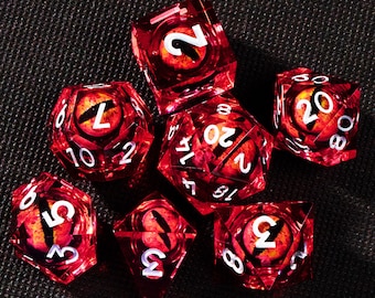 Dragon Eye DND Dice Set with Liquid Core - D20 MTG Resin Dice for Dungeons and Dragons, Complete Liquid Core Eye Dice Set