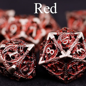 Metal dnd dice set for role playing games , Hollow d&d dice set for dnd gifts , Metal dungeons and dragons dice set , Metal dice set Red Dice Set