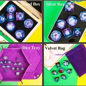 Glittering Liquid Core Dice Set for Role Playing Games, Dungeons and Dragons D&D Dice with Gift Box, Resin Sharp Edge RPG d and d dice Set Bild 10
