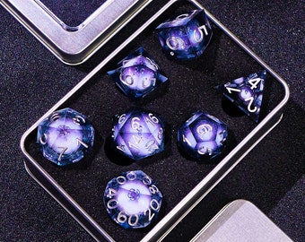 Liquid Core Dice Set for d&d gifts , Dungeons and Dragons Dnd Dice Set with Gift Box, Resin Sharp Edge RPG d and d dice Set