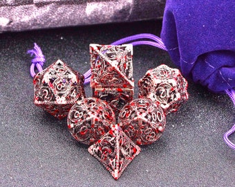 Hollow metal dice set for role playing games , Metal sharp edge dnd dice set , Polyhedral d&d dice set , Dungeons and dragons dice set dnd