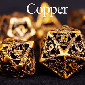 Metal dnd dice set for role playing games , Hollow d&d dice set for dnd gifts , Metal dungeons and dragons dice set , Metal dice set Copper Dice Set