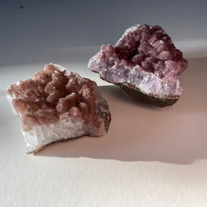 Druzy rainbow Amethyst clusters set of two (mixed shades)