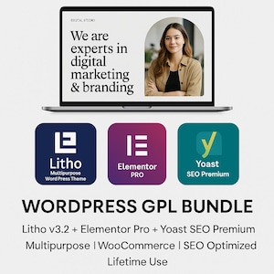 Litho - Elementor WordPress Theme + Elementor Pro + Yoast SEO Premium | WordPress GPL Bundle | WooCommerce | SEO Optimized | Lifetime use