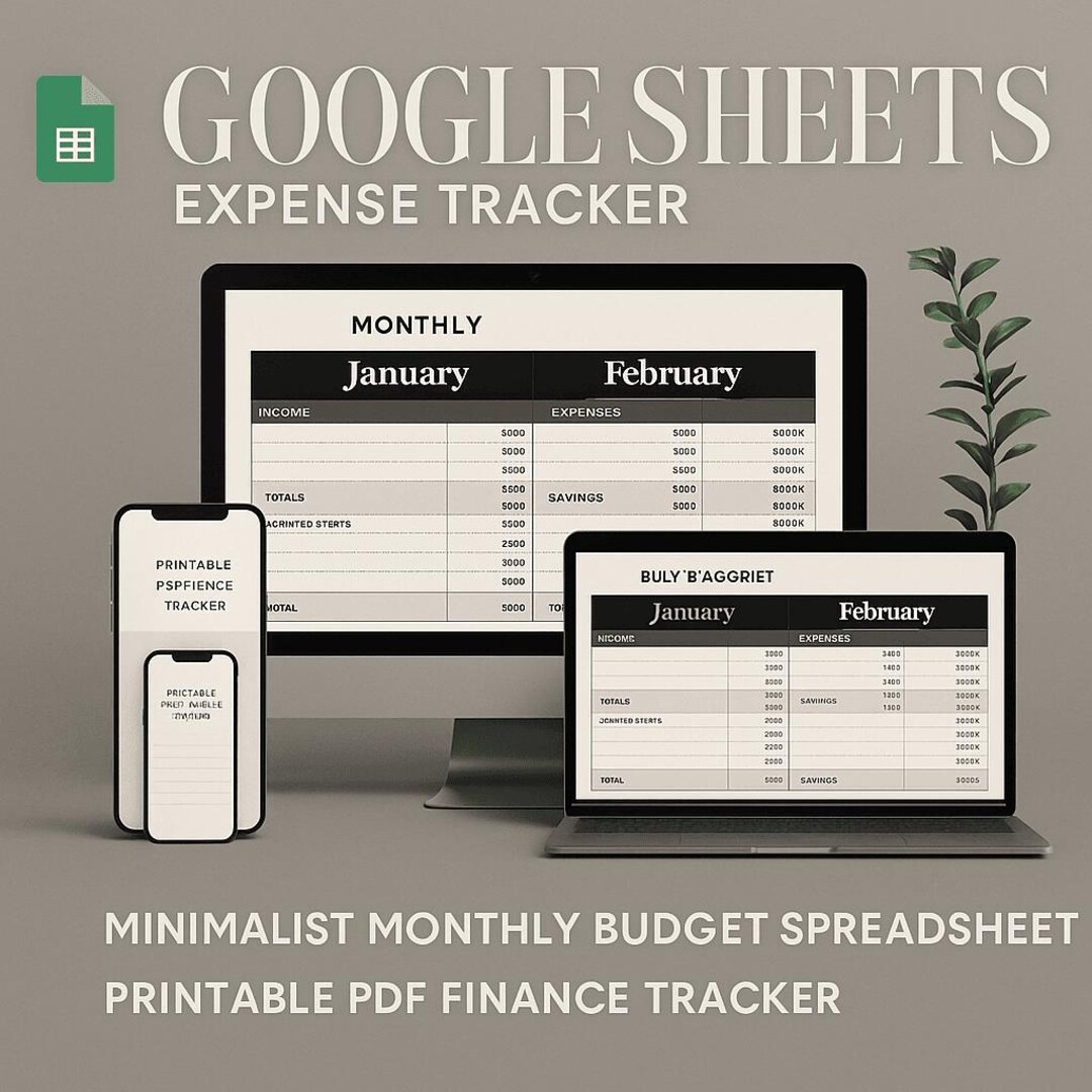 Google Sheets Expense Tracker – Minimalist Monthly Budget Spreadsheet ...
