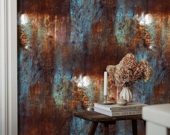 Dark Worn Rusty Metal Wallpaper, Peel Stick Rusty Art