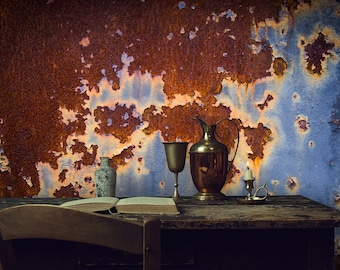 Rusty Look Metal Peel and Stick Wallpaper, Deco Art Wallpaper for Rooms, Self Adhesive Rust Iron