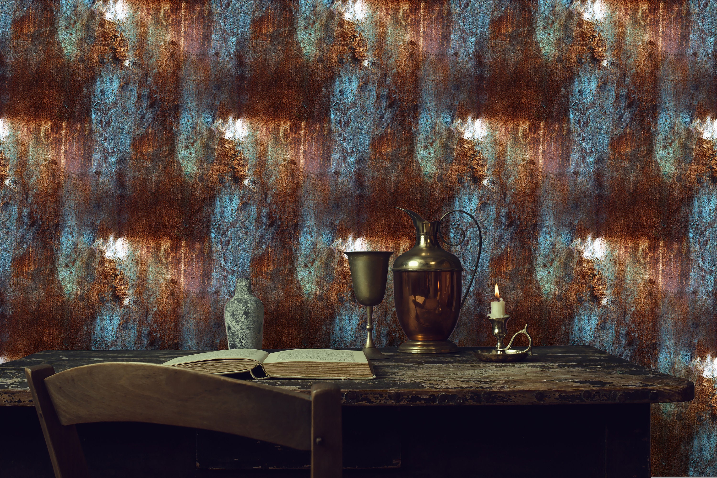 Dark Worn Rusty Metal Wallpaper, Peel Stick Rusty Art - Etsy