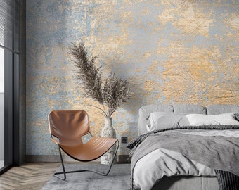 Papel pintado con aspecto de pintura decorativa dorada dorada, mural de pared de yeso italiano autoadhesivo, papel pintado extraíble, arte de decoración de pared de sala de estar