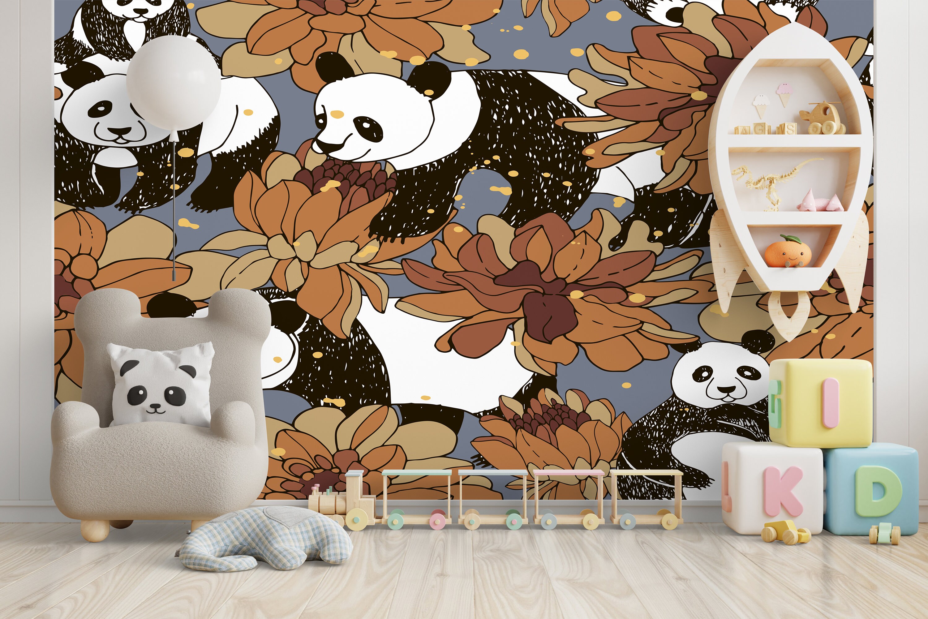 Kawaii Panda Fabric, Wallpaper and Home Decor