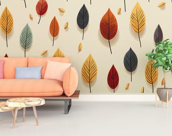 Autumn Leaves Wallpaper: Red, Orange & Yellow Foliage, Peel and Stick