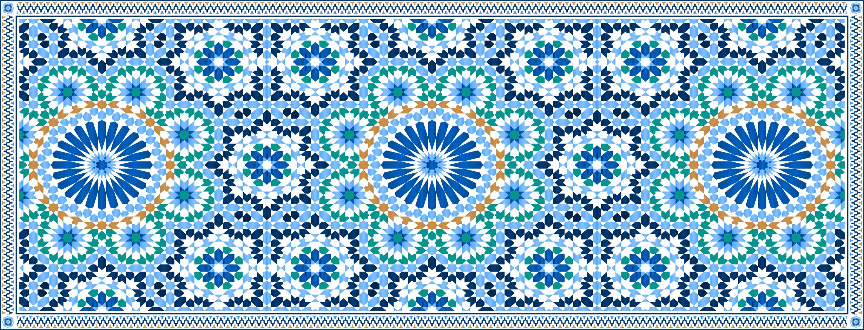 Moroccan Mosaic Geometric Wallpaper, Blue Islamic Tile Pattern Wall ...