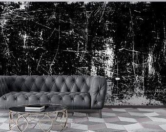 Black and White Metal Surface Look Wallpaper, Removable Wall Mural, Peel And Stick Living Room Wallpaper, Self Adhesive Dark Wallpaper