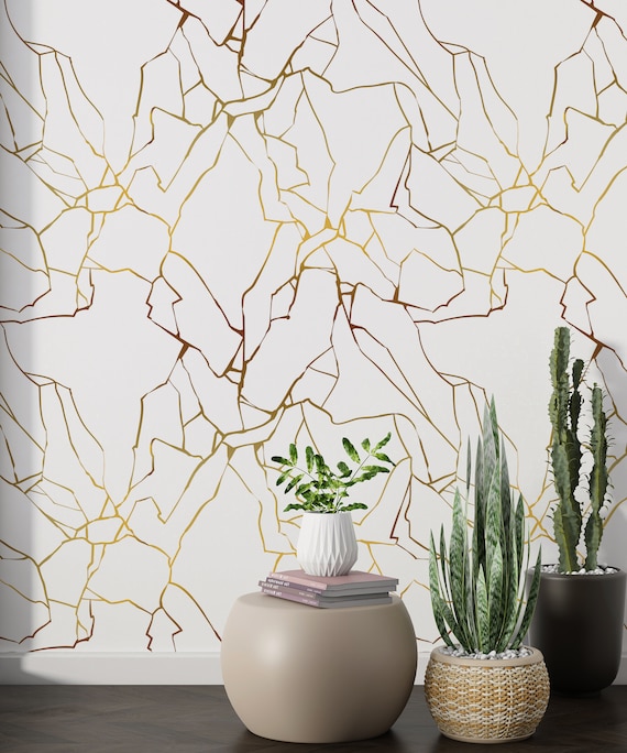 Kintsugi (Gold/White Vinyl) 12 inch Analog Porcelain Kintsugi maxi plate | Handmade in Italy - Studio pottery