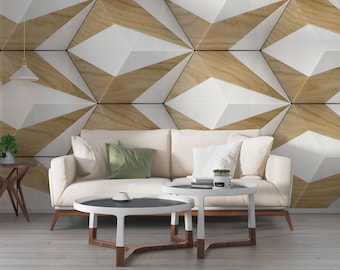 Wood Oak 3D Look Modern Wallpaper, Realistic Wood Wall Mural, Peel and Stick Living Room Wall Decor