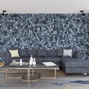 Peel Stick Terrazzo Stone Wallpaper, Self Adhesive In Blue Tons Wall Mural, Traditional Wallpaper