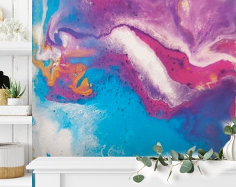 Colorful Watercolor Wallpaper, Peel Stick Colorful Art