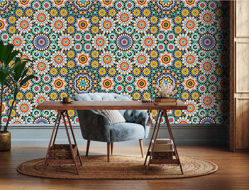 Peel Stick Moroccan Style Wallpaper, Traditional Arabic Islamic Wall