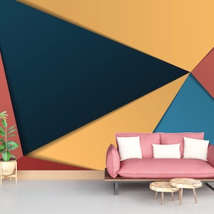 Papier peint à motifs géométriques colorés, revêtement mural artistique autocollant, décoration abstraite moderne