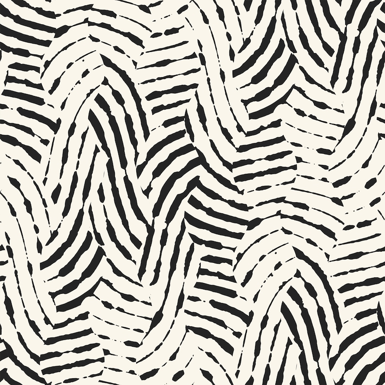 Zebra Striped Wallpaper, Black White Peel and Stick Wall Mural, Self