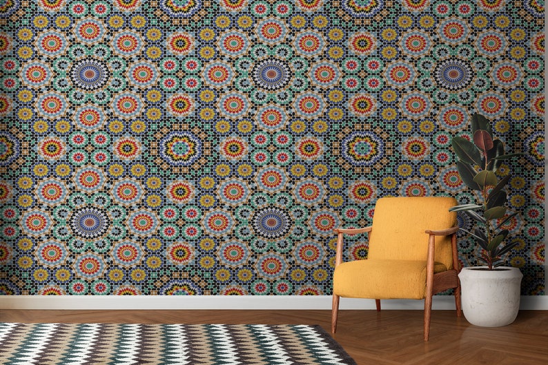 Peel Stick Moroccan Style Wallpaper, Traditional Arabic Islamic Wall