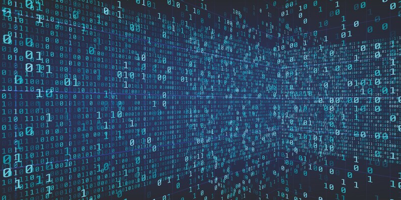 Binary Code Perspective Wallpaper, Technology Secure Data Concept Wall Mural, Peel and Stick Blue Binary Office Wall Decor image 4