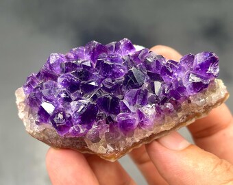 Natural Purple Amethyst Crystal Cluster, African Mineral Specimen (124g)