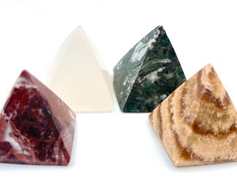 Hand Carved Mix Stone Pyramid, Pakistan Mineral Decor (1.3x1.2x1.2in)