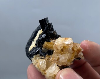 93.65gram natural Black Tourmaline Crystal with combination Topaz, North Skardu Valley Pakistan