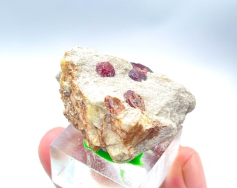 natürlicher roter Almandin Granat mit Kombination Feldspat aus dem Gilgit Skardu Tal Pakistan.