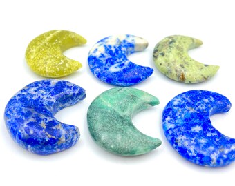 Handmade Mix Stone Crescent Moon: Pakistan Decor (1.7x1.5x0.6in)