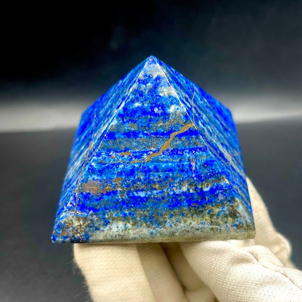 natural blue lapis lazuli with combination pyrite handmade carving pyramid with combination pyrite Uv light from Badakhshan Afghanistan.