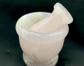 Handgemachter Pink Mangano Calcit Mörser und Pistill Set