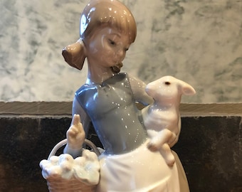 Vintage Lladro Girl With Lamb Porcelain Figurine - Etsy
