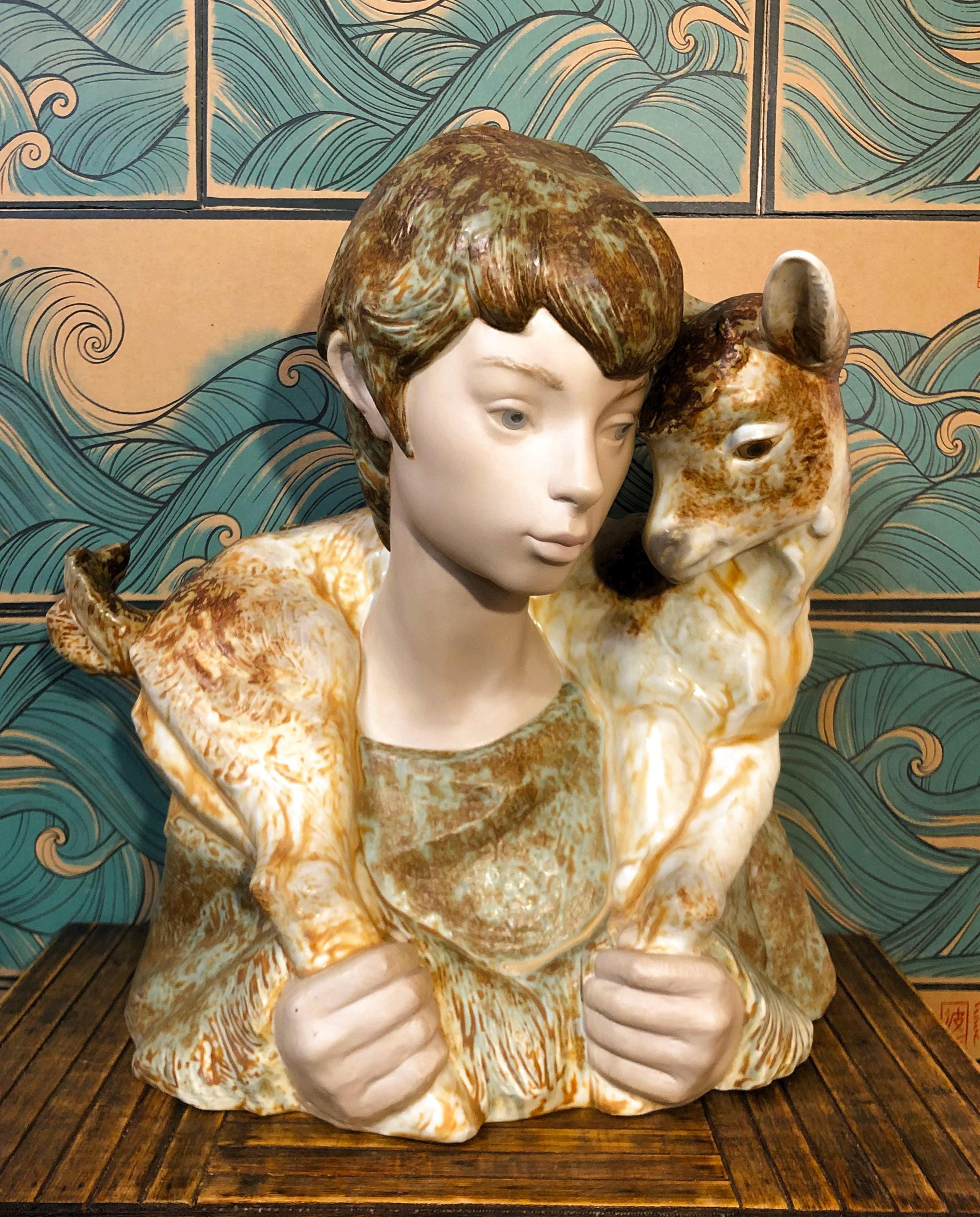 スペインLLADRO社製　ヤギ 0Y50U VERY RARE 2009.06 Boy With Goat (matte) LLADRO - Etsy