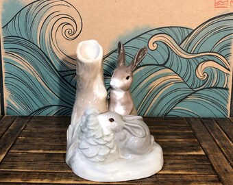 Retired Lladro Easter Bunnies With Lilac Easter Egg - Etsy