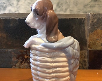 1128 バスケットの中の犬 リヤドロ - Etsy 日本